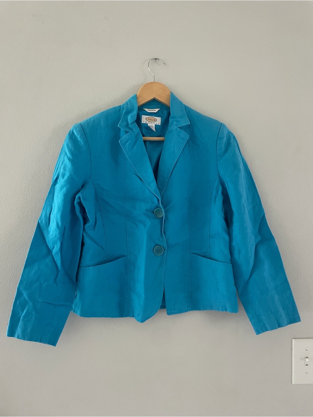 Talbots Vibrant Teal Linen Blazer Jacket